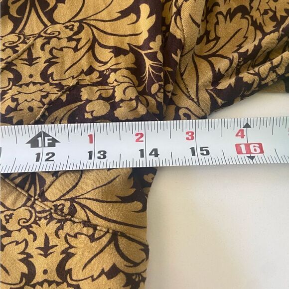 ATHLETA Black Gold Brocade Print Dress Soft & Stretchy Medium 95% Viscose - Picture 10 of 10